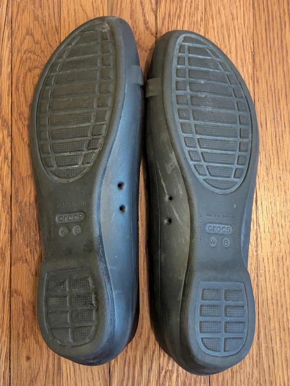 CROCS Dark Grey Slip-On Ballet Flats with Silver Logo Accent - Picture 5 of 8